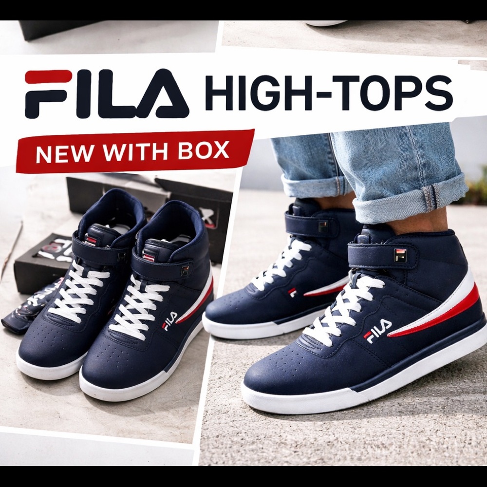New fils night top sneakers size 9 navy blue red white classic street wear shoes